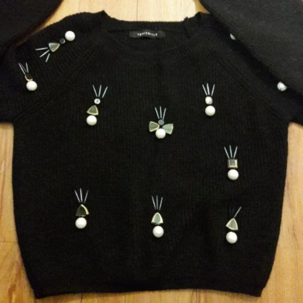 Toxic Style Size Small Black Cropped Sweater - Picture 3 of 8